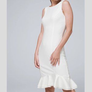 NWT White House Black Market Asymmetrical White Sheath Dress - Size 2